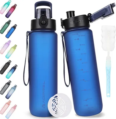 Image de AOPREL Gourde 1l, sans BPA en Tritan, gazéifiée, anti-fuite, bleu