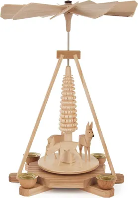 Produktbild von Pyramide mit geschnitzten Rehen natur BxHxT 19,5x25x19,5cm NEU