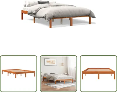 Produktbild von The Living Store Massivholzbett Wachsbraun 135x190 cm Kiefer
