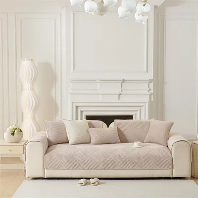Produktbild von Rutschfeste verdickte Sofabezug,90x210cm Couchbezug,4 Sitzer,Dicke Sofa ,Antirutsch Sofahusse,Möbelschutz,Khaki Sofa-Matte.