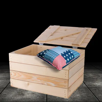 Produktbild von 1x Holztruhe mit Deckel | 48x36x28cm | Geschenkkiste für die Hochzeit | natur für kreatives Gestalten