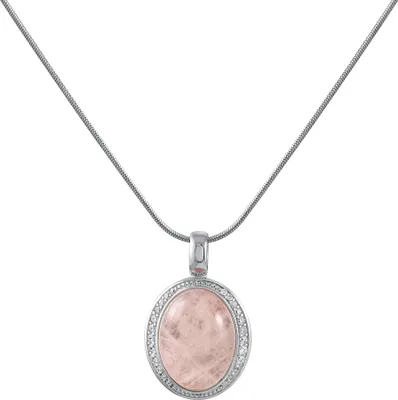 Produktbild von Zeeme Gemstones Halskette 925/- Sterling Silber 42+5cm weiß Rosenquarz rosa 500245286