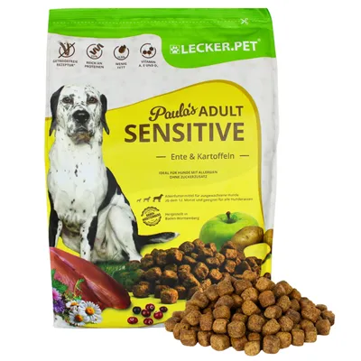 Produktbild von 4 kg Lecker.Pet® Paula's Adult Sensitive Ente & Kartoffel Hundefutter Trockenfutter Vollnahrung