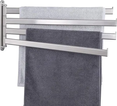 Zdjęcie produktu dla Stojak na ręczniki łazienkowe z 4 ramionami, 50 cm, obrót o 180°, stal nierdzewna