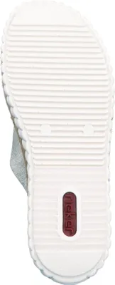 Produktbild von Rieker Damen Pantolette Keilabsatz und breiter Riemen mit Metallic Glanz 69288, Größe:39 EU, Farbe:Beige