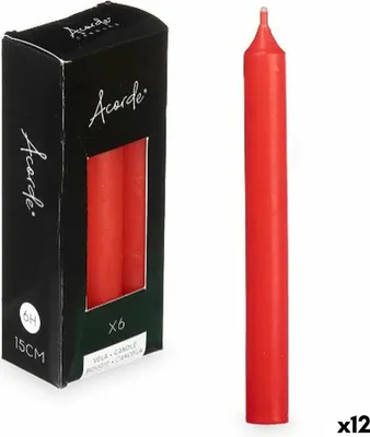 Obrázek produktu pro Sada svíček červených 2 x 2 x 15 cm (12 kusů)