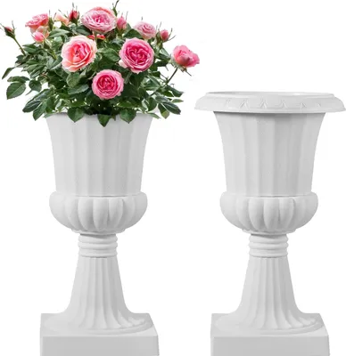 Immagine prodotto di VEVOR fusi da fiori in plastica, 25x42 cm, confezione da 2, fioriera. Fioriera, ciotola per piante, vasi da fiori bianchi, per veranda, matrimonio, festa, casa, palcoscenico, balcone, terrazza