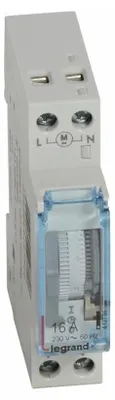 Produktbild von LEGRAND, Zeitschaltuhr MicroRex T11, analog mit 24 Stunden-Programm (Reiheneinbau-Zeitschaltuhr für Hutschiene, 1-modulig), 412780