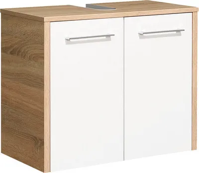 Produktbild von Waschtischunterschrank Pelipal Lagos BxHxT 65 x 53 cm x 33 cm Frontfarbe weiß hochglanz Korpus Eiche natur 382.016517