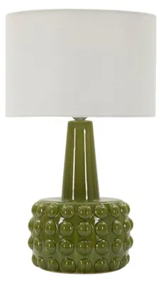 Image de Lampe de table Gress 30 x 51,5 x 30 cm Fer Céramique Tissu Blanc Vert