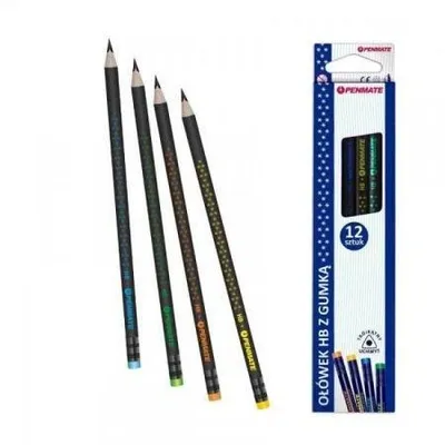 Image de Crayon triangulaire avec gomme Etoiles (12pcs) PENMATE