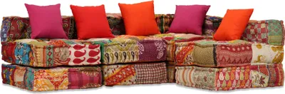 Produktbild von 4-Sitzer Modularer Pouf Patchwork Stoff