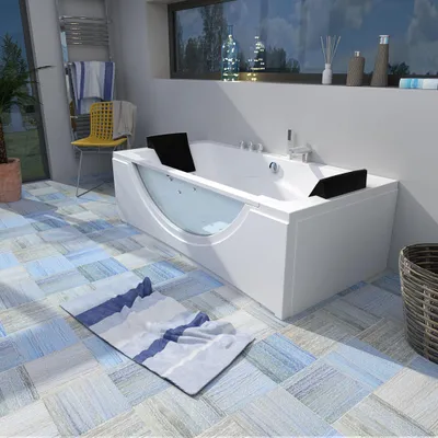 Produktbild von Whirlpool Pool Badewanne Wanne W81H-B 180x90cm passive Schlauch-Reinigung