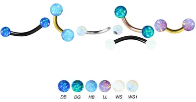 Produktbild von Bauchnabel-Piercing, Rook Piercing Titan Banane SYNTHETISCHE OPALE Farbe: Silber + Opal: Lila 1,6 mm Stärke (4 mm Opalgröße) | Stablänge: 10mm