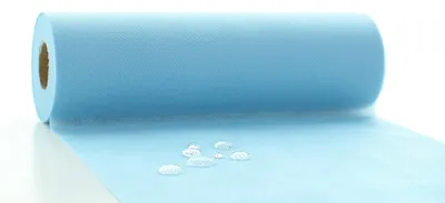 Produktbild von MANK Tischband Hellblau aus PP-Vlies, wasserabweisend, 30 cm x 20 m, 1 Stück - Einweg Tischläufer Tischtuch