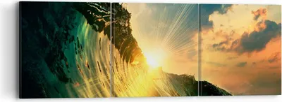 Produktbild von Bild auf Leinwand - Leinwandbild - Meer Welle Wasser - 90x30cm - Wand Bild - Wanddeko - Wandbilder - Leinwanddruck - Bilder - Kunstdruck - Wanddekoration - Leinwand bilder - Wandkunst - CA90x30-3943
