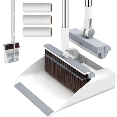 Productafbeelding van Euqvunn set met bezem en veger, met lange steel, 3-in-1 [stofroller] bezem