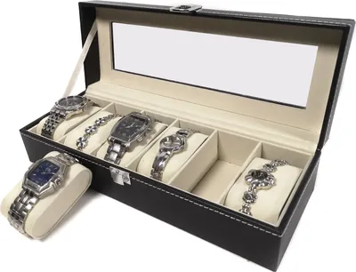 Produktbild von Uhrenbox Uhrenkoffer Schmuckkoffer Schmuckkasten mit Glasdeckel für 6 Uhren