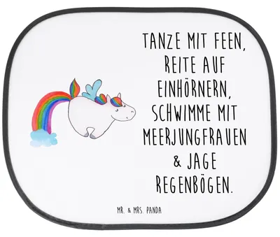 Produktbild von Mr. & Mrs. Panda autofenster sonnenschutz Einhorn Fliegendes Pferd - Weiß - Geschenk, Unicorn, Spielen, Seitlicher, für Auto, Realität, Regenbogen, Autoscheiben, Glitzer