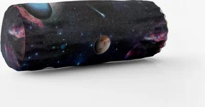 Produktbild von SCHÖNER LEBEN. Kissenhülle Samt Planeten Weltall blau bunt Größe 15x40cm (ØxB) Nackenrolle 15x40cm (ØxB) Nackenrolle Größe
