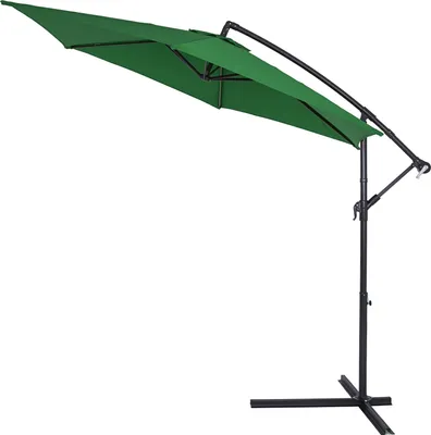 Produktbild von KINGSLEEVE® Sonnenschirm Brazil UV-Schutz 50+ inkl. Ständer Windsicherung 300cm Kurbel Alu schwenkbar neigbar Garten Terrasse 3m Ampelschirm grün