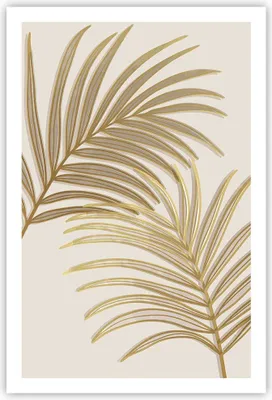 Produktbild von Poster - Poster ohne Rahmen - Golden Blätter Palmen - 61x91,5 cm - Wand Bild - Wanddeko - Wandbilder - Kunstposter - Wandposter - Bilder - Kunstdruck - Wanddekoration - Wandbild - P2XPA61x91-4738