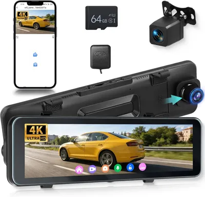 Imagen del producto de Espejo retrovisor con cámara integrada - Cámara para espejo retrovisor, cámara para coche, cámara de visión trasera