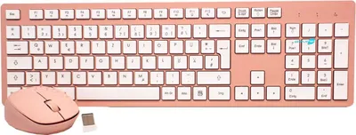 Immagine prodotto di Kit Mouse E Tastiera Wireless Rosa Layout Tedesco Qwertz Con Tasti Bianchi