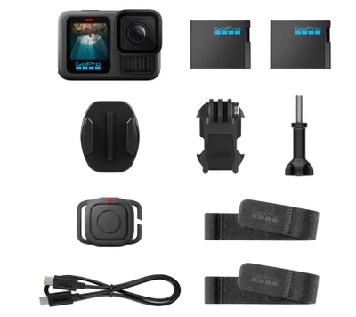 Produktbild von GoPro HERO13 Black Action Bundle – Enthält 2 Enduro-Akkus und eine wasserdichte Auslöserfernbedienung