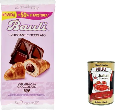 Produktbild von 6x Bauli Cornetti Cioccolato Croissant Schokolade brioche kuchen Chocolate (6 x 50g) 300g + Italian Gourmet polpa 400g