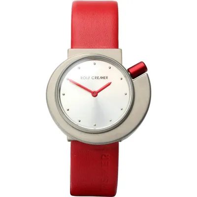 Produktbild von Rolf Cremer Uhr Spirale II 496906 Lederband, Titan, rot, silber