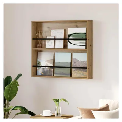 Produktbild von Magazinregal aus Artisan-Eiche 80 x 12 x 70 cm, wandmontiertes Regal für Zeitschriften und Accessoires