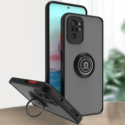 Produktbild von Redmi Note 10 Pro Hülle, Ring Halter Ständer Matte Transluzent TPU Rahmen Stoßfest Schutzhülle für Xiaomi Redmi Note 10 Pro / Note 10Pro Max Dunkelgrau