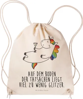 Produktbild von Mr. & Mrs. Panda Sportbeutel Einhorn Cocktail - Transparent - Geschenk, Unicorn, Turnbeutel, Kleiner Rucksack, gym tasche, Sekt, wander, Freundin, Caipirinha, Jutebeutel