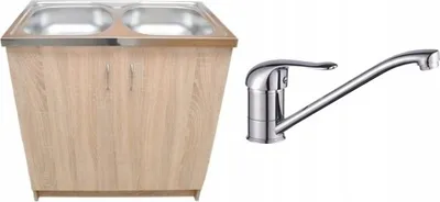 Produktbild von Stamar | Küchenschrank - mit Spüle - Armatur - Küchenunterschränke - 80 cm - eiche Sonoma - Drehbare Armatur