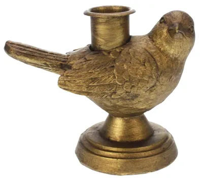 Imagen del producto de Soporte para velas "Meander" con base, forma de pájaro (derecha), color dorado, 11x7x9 m