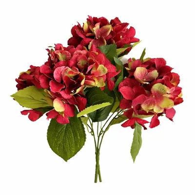 Produktbild von 2474U Kunststielblume Hortensie, Künstliche Blume Bordeaux Rot, 45 cm
