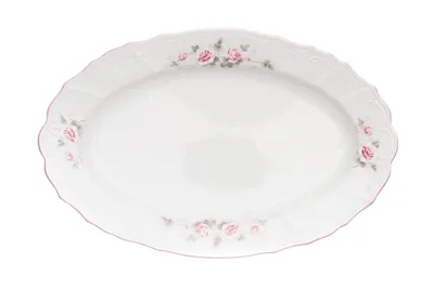 Image de Thun 1794 Bol ovale, 39 cm, porcelaine tchèque, Bernadotte, rose, rayure rose, Thun