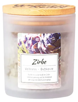 Zdjęcie produktu dla Świece zapachowe Wellness w szklanych pojemnikach z satynowym wykończeniem i bambusowymi nakładkami, wykonane z naturalnego stearynu, czas palenia: ok. 30 godzin, zapach: świerk