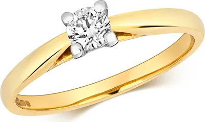 Produktbild von Funkelndes Feuer 18 Karat (750) Gold Solitär Verlobung Damen - Diamant Ring Brillant-Schliff 0.25 Karat GH - SI2, 55 (17.5); TRS3220618KYRSO