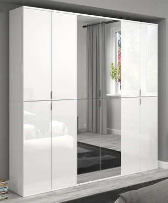 Produktbild von Garderobenschrank Projekt X 1 | Kombination | weiß Hochglanz Spiegeltüren | 3-teilig