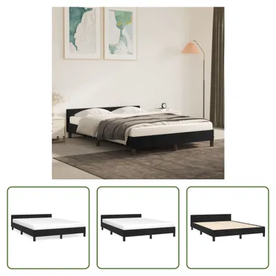 Produktbild von The Living Store Bettgestell mit Kopfteil Schwarz 140x190 cm Samt