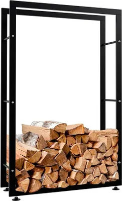Produktbild von Kaminholzregal innen Metall SATLO - für Feuerholz | Brennholzregal innen Kaminholzständer Kaminholzhalter Feuerholzregal Innen| Schwarz, 25x80x125cm
