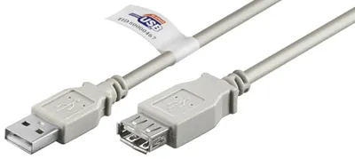 Produktbild von USB-A-Verlängerung, , 5 m, grau 2,5 W, 0,5 A, 480 Mbit/s, USB 2.0