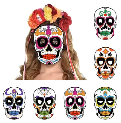 6 Grusel-Gesichtsmasken für Halloween, Karneval, Cosplay