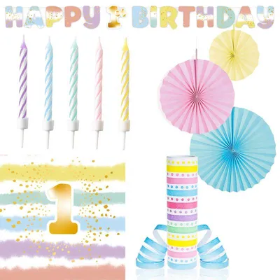 Produktbild von 1. Geburtstag Deko Partyset Kindergeburtstag Mädchen & Jungen 31 tlg.