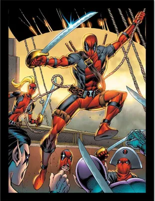 Image de Deadpool - Poster encadré, épée PM8940 (40 cm x 30 cm) (Coloré)