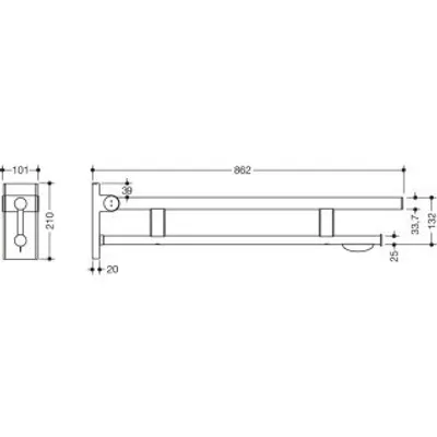 Produktbild von HEWI 900.50.10860 DC Stützklappgriff Duo (A), PRH,