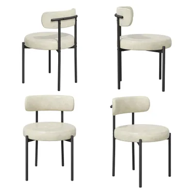 Produktbild von Hawthyhome  Esszimmerstühle(4St) Kunstleder Runde Boucle Stühle Polsterstuhl mit Metallgestell, beige
