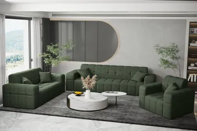 Produktbild von Kaiser Möbel Sofagarnitur 3+2+1 Couchgarnitur serie NIMES stilvol viele farben Stoff VERITA  Dunkelgrün